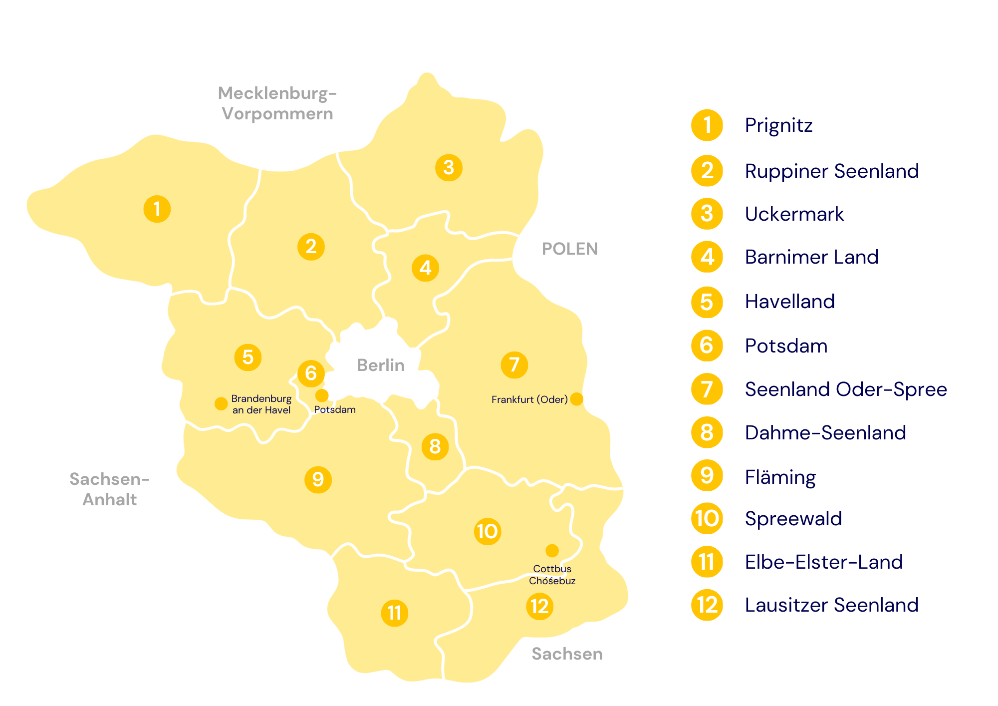 Karte Reiseregionen Brandenburg